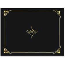 Geographics Letter Recycled Certificate Holder 8 1/2" x 11" - Black, Gold - Damage Resistant, Die-cut, Sturdy - 30% Recycled - 5 / Pack