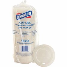 Genuine Joe Vented Hot Cup Lid Polystyrene - White - 50 / Pack