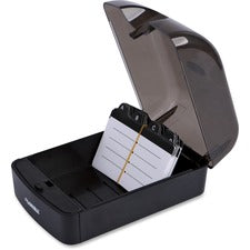 Lorell Desktop Business Card File 350 Card Capacity - Black, Clear