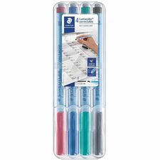 Staedtler Correctable Marker Pens 0.6 mm Fine Marker Point - Refillable - Assorted Ink - Polypropylene Barrel - 4 / Set