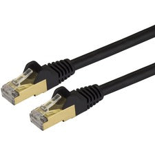StarTech.com 1 ft Black Shielded Snagless 10 Gigabit Cat 6a STP Patch Cable 1 ft Category 6a Network Cable for Docking Station, Network Device, Notebook, Desktop Computer, Hub, Switch, Router, Print Server, Patch Panel, PoE-enabled Device, VoIP Device - F