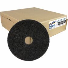Genuine Joe Black Floor Stripping Pad 16" Diameter x 1" Thickness - Floor, Stripping - 175 rpm to 350 rpm Speed Supported - Heavy Duty, Dirt Remover, Flexible, Long Lasting, Abrasive, Rotate - Resin, Fiber - Black - 5 / Carton