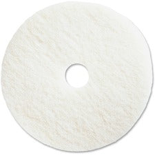 Genuine Joe Polishing Floor Pad 18" Diameter x 1" Thickness - Floor, Polishing - Resilient, Flexible, Non-abrasive - Resin, Fiber - White - 5 / Carton