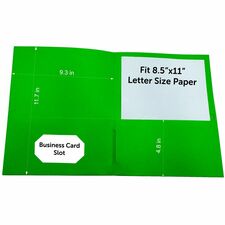Sparco Letter Pocket Folder 8 1/2" x 11" - 2 Internal Pocket(s) - Apple Green - 25 / Box