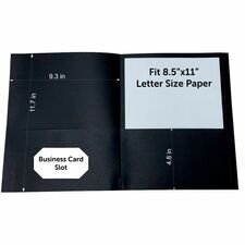 Sparco Letter Pocket Folder 8 1/2" x 11" - 2 Internal Pocket(s) - Black - 25 / Box