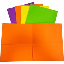 Sparco Letter Pocket Folder 8 1/2" x 11" - 2 Internal Pocket(s) - Leatherette - Assorted - 25 / Box