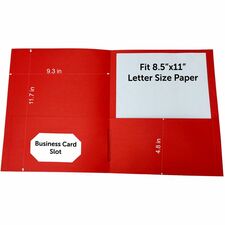Sparco Letter Pocket Folder 8 1/2" x 11" - 2 Internal Pocket(s) - Red - 25 / Box