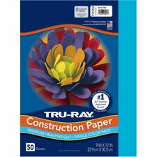 Tru-Ray Construction Paper Art Project - 12" Width x 9" Length - Atomic Blue - Sulphite - 50 / Pack