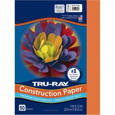 Tru-Ray Construction Paper Art Project - 12" Width x 9" Length - Electric Orange - Sulphite - 50 / Pack
