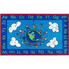 Flagship Carpets Easy Care Happy World Rug 96" Length x 60" Width - Multicolor