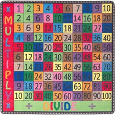 Flagship Carpets Math Collection Multiply/Divide Rug 12 ft Length x 12 ft Width - Square - Multicolor - Nylon