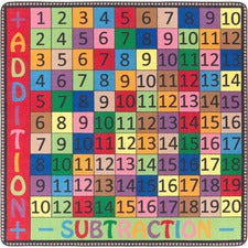Flagship Carpets Math Collection Addition/Subtraction Rug 48" Length x 48" Width - Square - Multicolor - Nylon