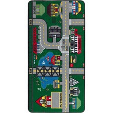 Flagship Carpets Places To Go Activity Rug 72" Length x 36" Width - Rectangle - Multicolor - Nylon