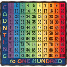 Flagship Carpets Counting To One Hundred Rug 12 ft Length x 12 ft Width - Square - Multicolor - Nylon