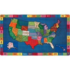 Flagship Carpets My America Doodle Map Rug 99.96" Length x 72" Width - Multicolor - Nylon