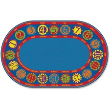 Flagship Carpets Number Circles Bilingual Rug 12 ft Length x 90" Width - Circle - Multicolor - Nylon
