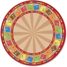 Flagship Carpets Calm Circle Time Books Round Rug 72" Diameter - Circle - Multicolor