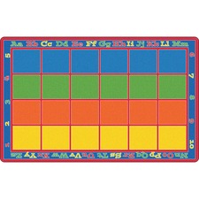 Flagship Carpets Primary Colors Square Grids Rug 12 ft Length x 90" Width - Multicolor