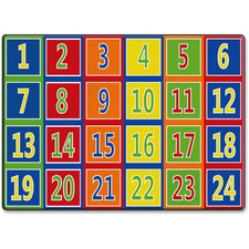Flagship Carpets Fun 123s Color Square Rows Rug 99.96" Length x 72" Width - Multicolor