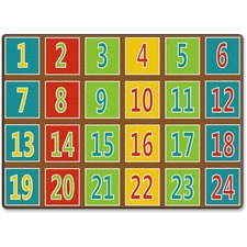 Flagship Carpets Fun 123s Color Square Rows Rug 99.96" Length x 72" Width - Multicolor