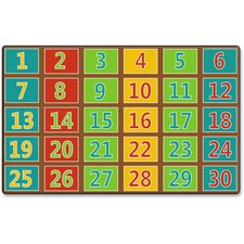 Flagship Carpets Fun 123s Color Square Rows Rug 12 ft Length x 90" Width - Multicolor