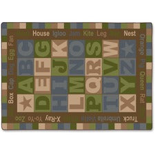 Flagship Carpets ABC Tranquility Alphabet Rug 99.60" Length x 69.60" Width - Multicolor - Nylon