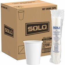 Solo 10 oz Paper Hot Cups 10 fl oz - White - Paper - Hot Drink, Cold Drink, Beverage - 50/Pack - 20 / Carton