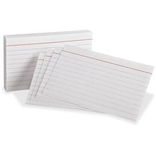 Oxford Red Margin Ruled Index Cards Front Ruling Surface - Ruled Front Ruling - 3" x 5" Sheet Size - White Paper - 300 / Pack