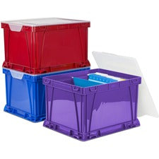 Storex 3 Piece Cube Storage Bins External Dimensions: 14.3" Width x 17.3" Depth x 10.5" Height - Stackable - Plastic - Assorted Bright - For File - Recycled - 3 / Set