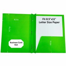 Sparco Letter Pocket Folder 8 1/2" x 11" - 3 x Double Prong Fastener(s) - 2 Internal Pocket(s) - Apple Green - 25 / Box