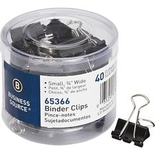 Business Source Small Binder Clips Small - for Paper, Project, Document - Black - 40 / Pack