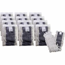 Genuine Joe Disposable Dust Mop Refill 5" Width x 48" Length - Disposable, Looped Ends, Fray Resistant, 4-ply, Quick Drying, Durable, Absorbent, 4-ply Yarn - Cotton, Synthetic - Natural - 12 / Carton