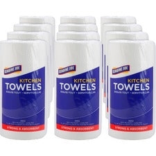 Genuine Joe Paper Towels 2 Ply - 8" Width x 11" Length - 250 Sheets/Roll - 1.63" Core - White - Paper - 12 / Carton