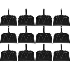 Genuine Joe Heavy-duty Metal Dustpan 16" Wide - Steel Handle - Metal - Black - 12 / Carton