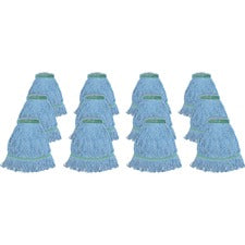 Genuine Joe Narrow Band Medium Mophead Rayon, Cotton - Blue - 12 / Carton