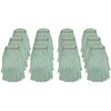 Genuine Joe Blended Yarn Mophead #16 - Durable, Cut Ends, Narrow Headband - Yarn - Green - 12 / Carton