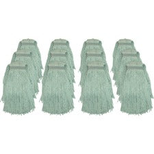 Genuine Joe Blended Yarn Mophead #20 - Durable, Cut Ends, Narrow Headband - Yarn - Green - 12 / Carton