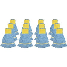 Genuine Joe Wide Band Small Mophead Rayon, Cotton - Blue - 12 / Carton