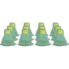 Genuine Joe Wide Band Small Mophead Rayon, Cotton - Green Tint - 12 / Carton