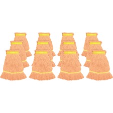 Genuine Joe Narrow Band Small Mophead Rayon, Cotton - Orange - 12 / Carton