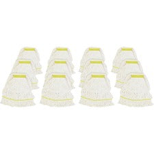 Genuine Joe Narrow Band Small Mophead Rayon, Cotton - White - 12 / Carton