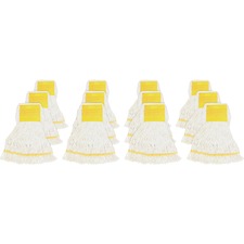 Genuine Joe Wide Band Small Mophead Rayon, Cotton - White - 12 / Carton