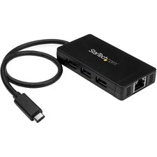 StarTech.com 3-port USB 3.0 Hub Plus GbE USB Type C - External - 3 USB Port(s) - 1 Network (RJ-45) Port(s) - 3 USB 3.0 Port(s) - PC, Mac - TAA Compliant