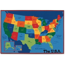 Carpets for Kids&reg; KID$Value Plus&trade; USA Map Design Rug 12 ft Length x 96" Width - Rectangle - Assorted