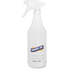Genuine Joe 32 oz Trigger Spray Bottle Suitable For Cleaning - Adjustable, Flexible, Graduated - Clear - 2/Pack - 24 / Carton