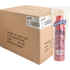 Genuine Joe 16 oz Party Cups 16 fl oz - Red - Plastic - Party, Cold Drink, Beverage - 50/Pack - 20 / Carton