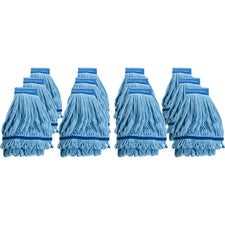 Genuine Joe Microfiber Wet Mophead Refill Small - Absorbent, Launderable, Durable - MicroFiber - Blue - 12 / Carton