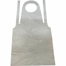 Genuine Joe 50" Disposable Poly Apron White - Polyethylene, Polyethylene - 100/Pack - 10 / Carton