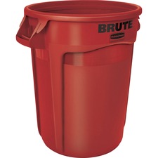 Rubbermaid Commercial Brute 32-Gallon Vented Container 32 gal Capacity - Round - Warp Resistant, UV Coated, Reinforced, Damage Resistant, Heavy Duty, Handle, Tear Resistant - 27.3" Height x 21.9" Diameter - Plastic - Red - 1 Each