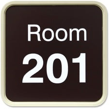 Xstamper Designer Framed Wall/Door Sign 4" Holding Width x 4" Holding Height - Square Shape - Wall, Door - Rounded Corner - Plastic - Almond - 1 Each